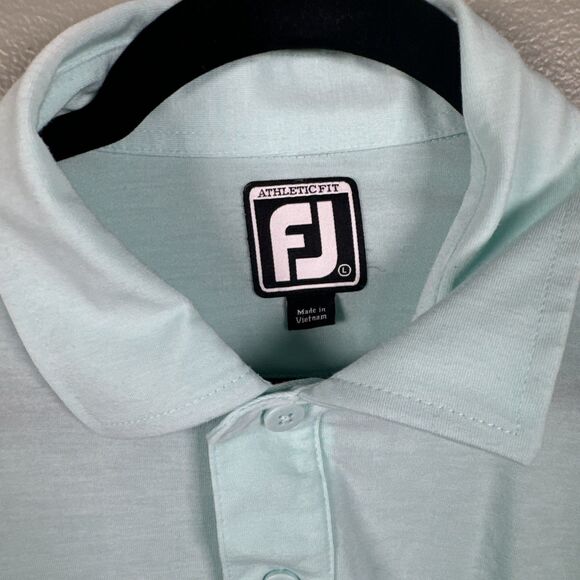 FootJoy FJ Men's Large Polo Shirt Athletic Fit Buttoned Golf Pocket Mint Green - Picture 4 of 8